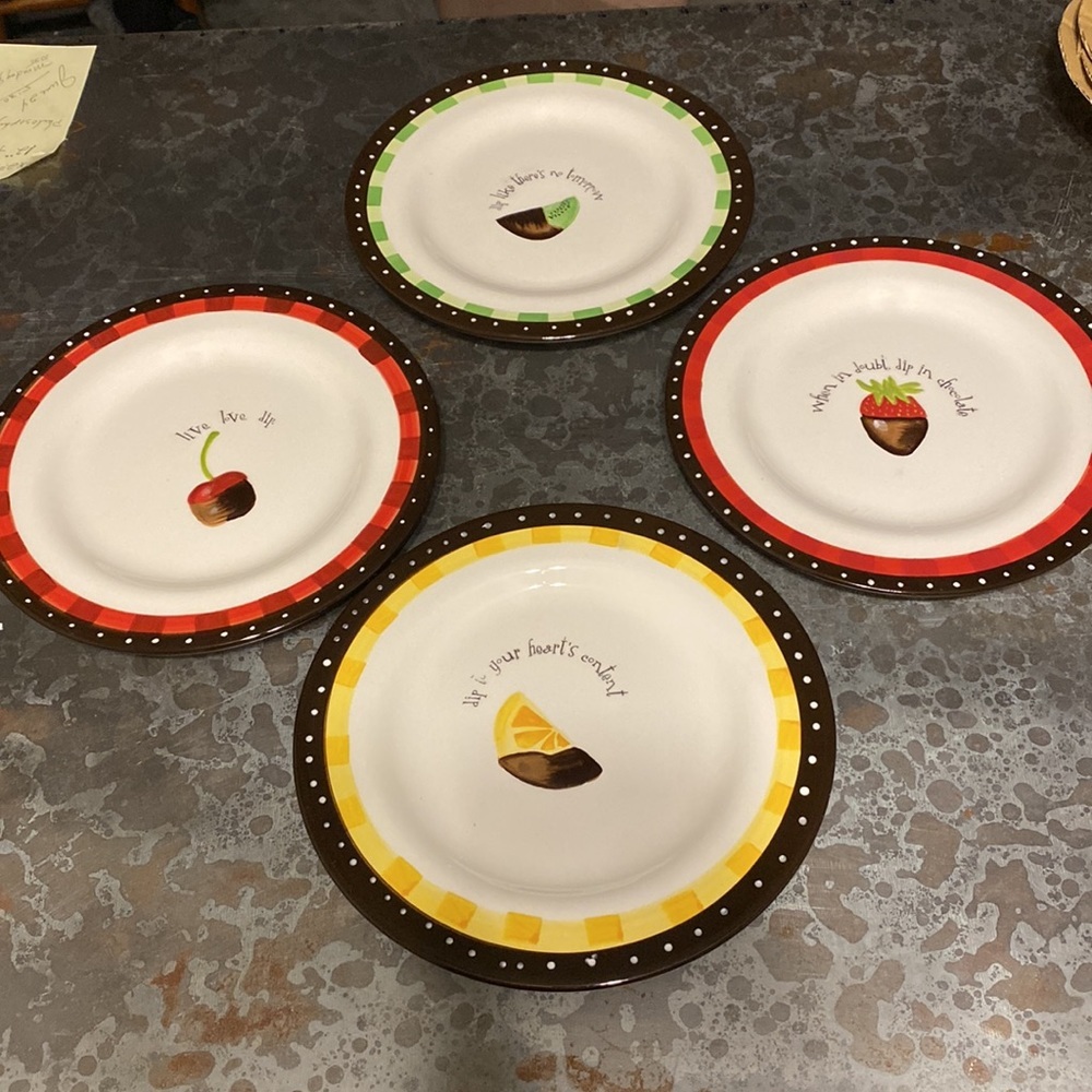 Vintage Oneida Plates Set of four dessert plates “ Chocolate Dipped “